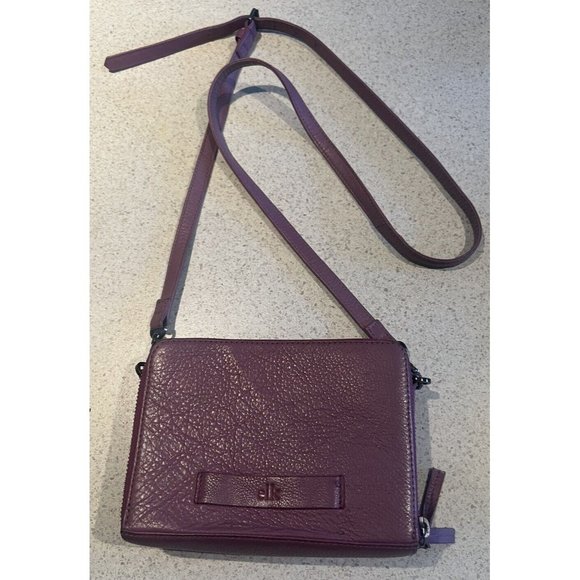 Elk 100% Leather  Purple Crossbody/Clutch Small Bag/Wallet - Picture 10 of 13
